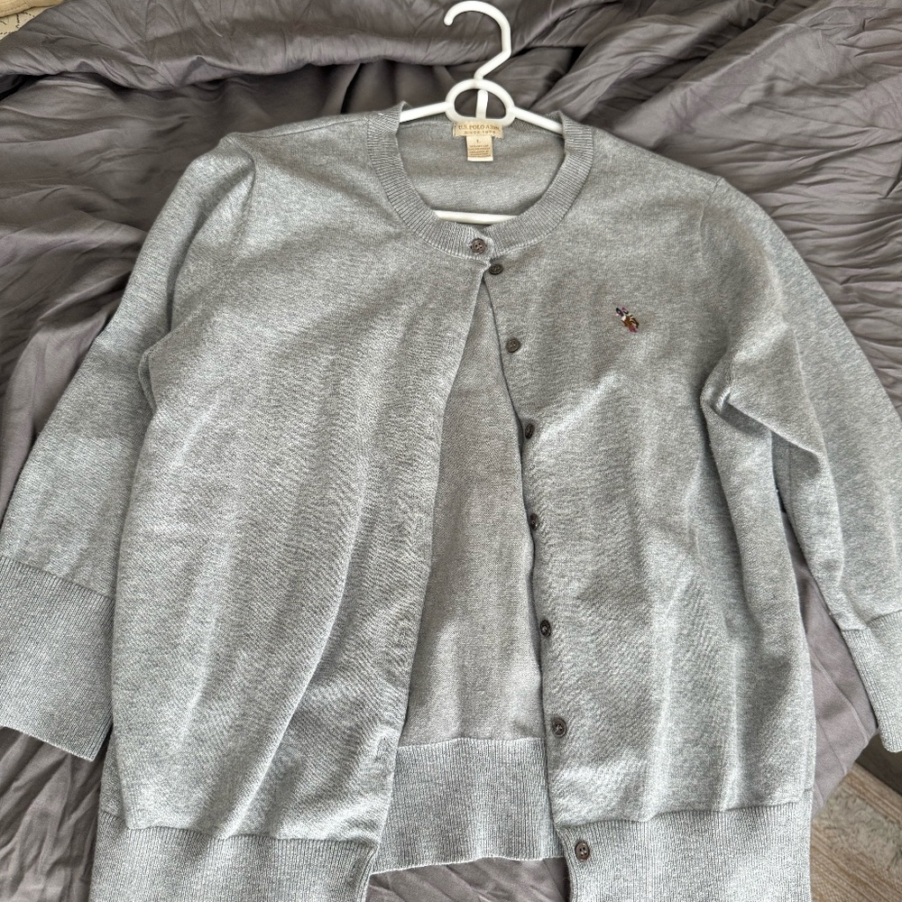 US Polo Assn Vintage Gray Button Cardigan